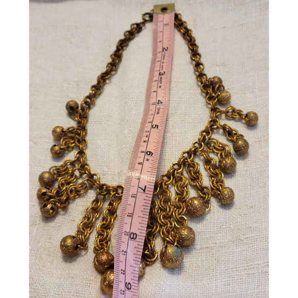 Vintage tribal bellydance necklace statement bib choker heavy metal dangle - Picture 7 of 9